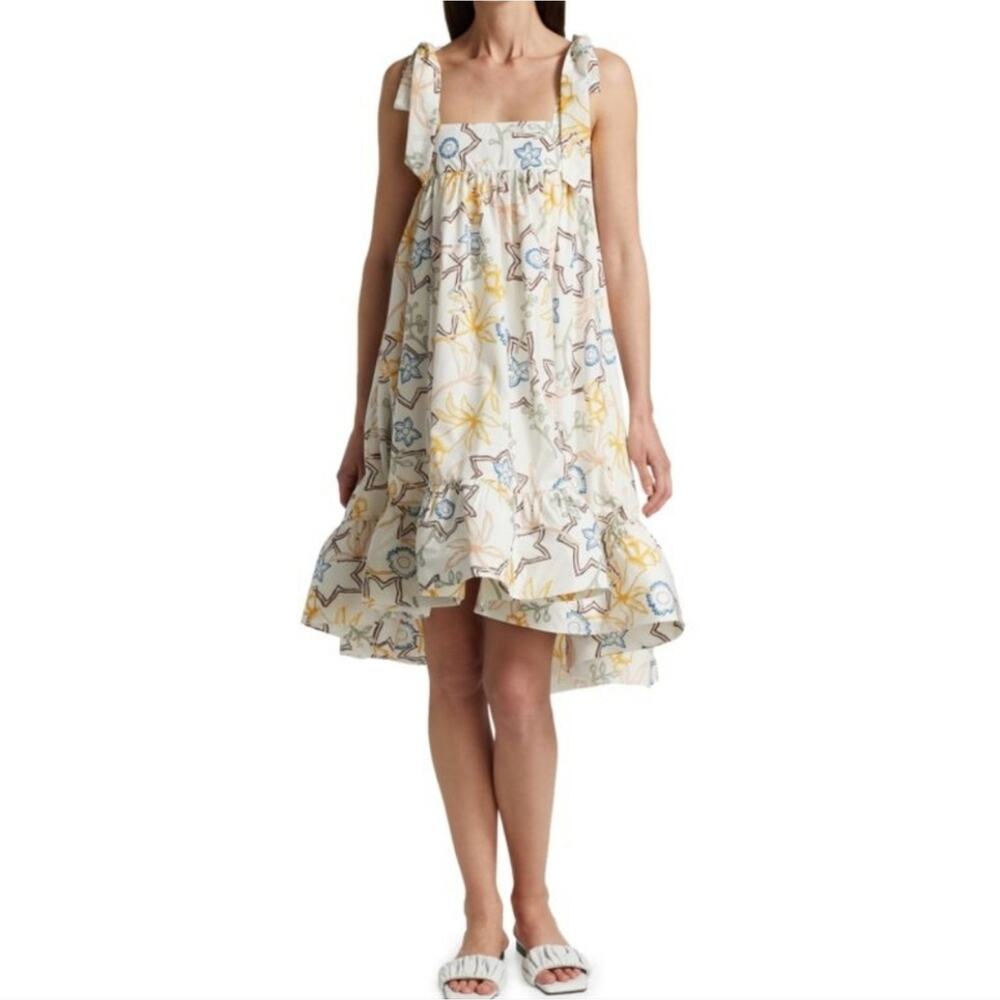 Silvia Tcherassi Ivory Floral Babydoll Flounce Dress (XS)